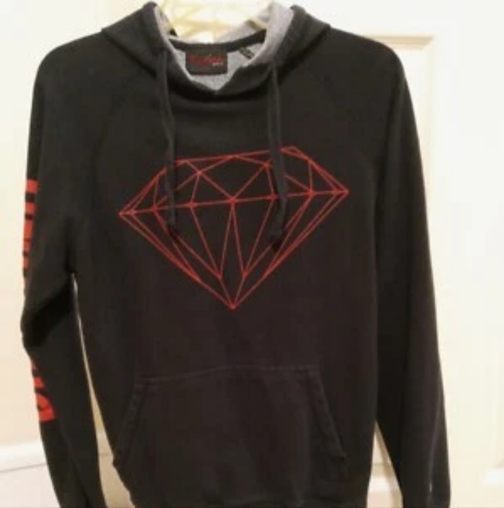 Diamond Supply Co. Black Sweater with Red Diamond Design